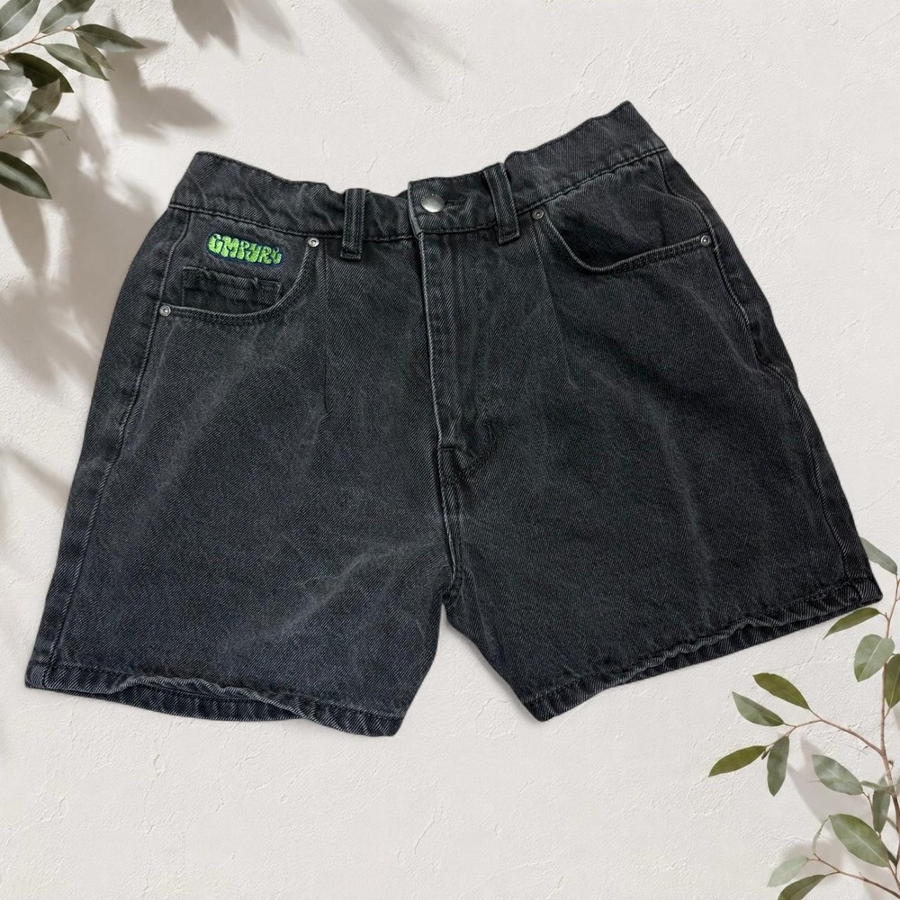 Empyre Black Denim Jorts Embroidered Skater Shorts Y2K Streetwear Size S